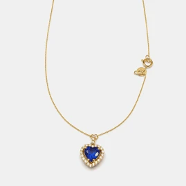 Collier Pendentif Or Jaune 18K - Saphir Bleu Intense 2.21ct & Diamants
