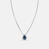 Collier Pendentif Or Blanc 14K - Saphir Bleu & Diamants