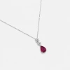 Collier Pendentif Or Jaune 14K - Rubélite Rose 1.11ct & Diamants - Certifié IGI