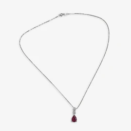 Collier Pendentif Or Jaune 14K - Rubélite Rose 1.11ct & Diamants - Certifié IGI