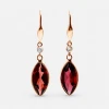 Boucles d'Oreilles Or Jaune 14K - Grenat & Diamants