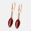 Boucles d'Oreilles Or Jaune 14K - Grenat & Diamants