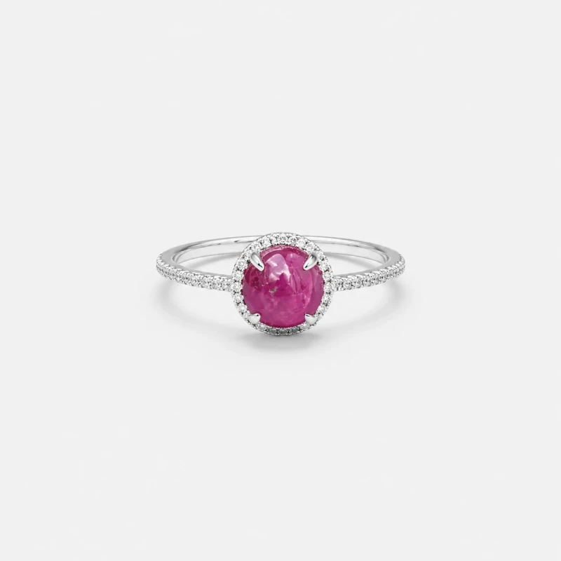Bague en Platine 2.19ct - Rubis & Diamants