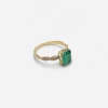 Bague Or Jaune 14K - Émeraude Naturelle 1.93ct Coupe Émeraude & Diamants