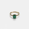 Bague Or Jaune 14K - Émeraude Naturelle 1.93ct Coupe Émeraude & Diamants
