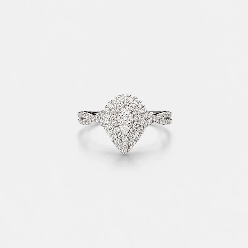 Bague Or Blanc 14K - Diamant Naturel 0.45ct - Certifiée IGI Anvers