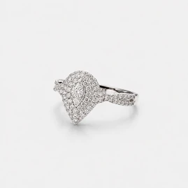 Bague Or Blanc 14K - Diamant Naturel 0.45ct - Certifiée IGI Anvers