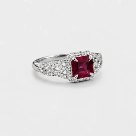 Bague en Platine 950 - Rubellite Naturelle 1.15ct & Diamants - Certifiée HRD