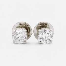 Boucles d'Oreilles Or Blanc 18K - Diamants Naturels 1.03ct F-G - Certifiées HRD