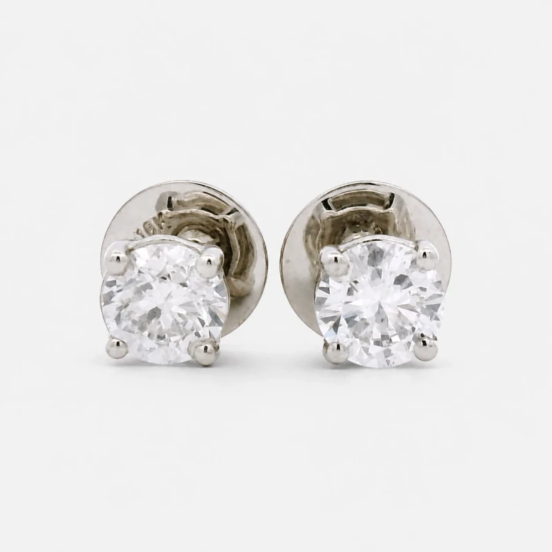 Boucles d'Oreilles Or Blanc 18K - Diamants Naturels 1.03ct F-G - Certifiées HRD