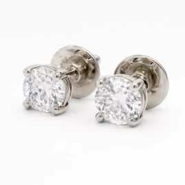 Boucles d'Oreilles Or Blanc 18K - Diamants Naturels 1.03ct F-G - Certifiées HRD