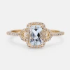Bague Or Jaune 14K - Aigue-Marine Naturelle 0.92ct & Diamants - Certifiée HRD