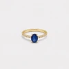 Bague Or Jaune 14K - Saphir Taille Poire 0.70ct & Diamants