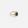 Bague en Or Jaune 14K - 1.40ct - Émeraude & Diamants