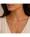 Collier Or Jaune 14K - Citrine Taille Coussin 2.71ct & Perle d'Eau Douce