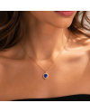 Collier Pendentif Or Jaune 18K - Saphir Bleu Intense 2.21ct & Diamants