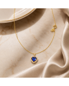 Collier Pendentif Or Jaune 18K - Saphir Bleu Intense 2.21ct & Diamants