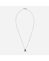 Collier Pendentif Or Blanc 14K - Saphir Bleu & Diamants