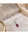Collier Pendentif Or Jaune 14K - Rubélite Rose 1.11ct & Diamants - Certifié IGI