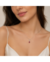 Collier Pendentif Or Jaune 14K - Rubélite Rose 1.11ct & Diamants - Certifié IGI
