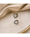 Boucles d'Oreilles Cœur Or Jaune 14K - Saphirs & Diamants - Fabriqué en Italie