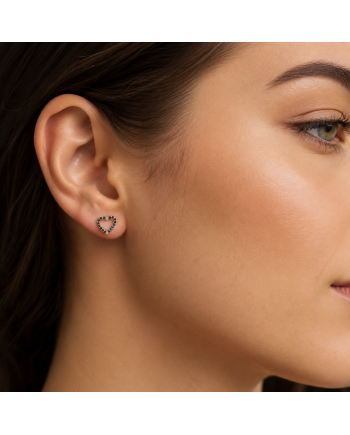 Boucles d'Oreilles Cœur Or Jaune 14K - Saphirs & Diamants - Fabriqué en Italie