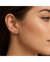 Boucles d'Oreilles Cœur Or Jaune 14K - Saphirs & Diamants - Fabriqué en Italie