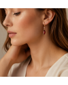 Boucles d'Oreilles Or Jaune 14K - Grenat & Diamants