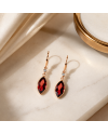 Boucles d'Oreilles Or Jaune 14K - Grenat & Diamants