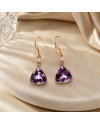 Boucles d'Oreilles Or Jaune 14K - Améthyste Violette & Diamants