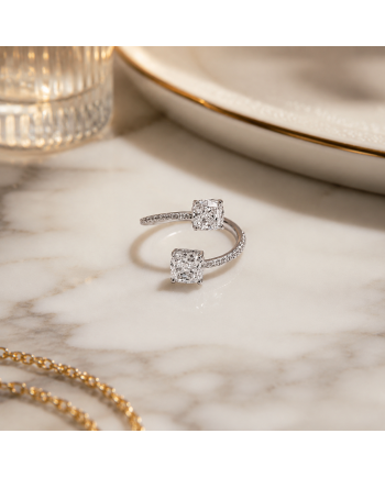 Bague Fine Or Blanc - 2,61 CT Diamant LAB GROWN - Certifiée HRD