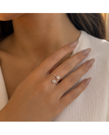 Bague Fine Or Blanc - 2,61 CT Diamant LAB GROWN - Certifiée HRD