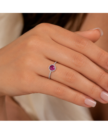 Bague en Platine 2.19ct - Rubis & Diamants