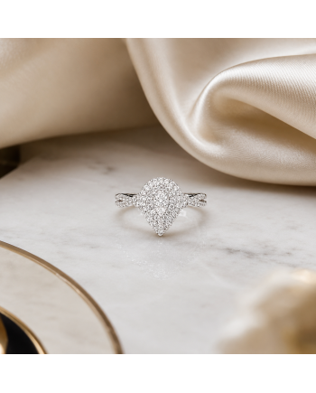 Bague Or Blanc 14K - Diamant Naturel 0.45ct - Certifiée IGI Anvers