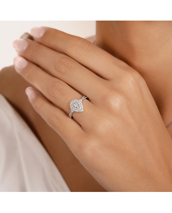 Bague Or Blanc 14K - Diamant Naturel 0.45ct - Certifiée IGI Anvers