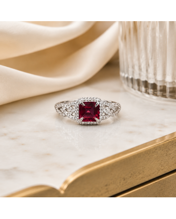 Bague en Platine 950 - Rubellite Naturelle 1.15ct & Diamants - Certifiée HRD