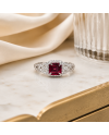 Bague en Platine 950 - Rubellite Naturelle 1.15ct & Diamants - Certifiée HRD