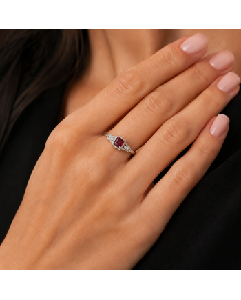 Bague en Platine 950 - Rubellite Naturelle 1.15ct & Diamants - Certifiée HRD