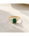 Bague en Or Jaune 14K - 1.40ct - Émeraude & Diamants