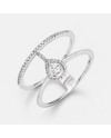 Bague Croisée Diamant  Poire & Halo Or 18K | Orelyna