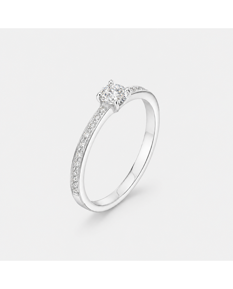 Bague Solitaire Diamant  Rond 4 Griffes Or 18K | Orelyna