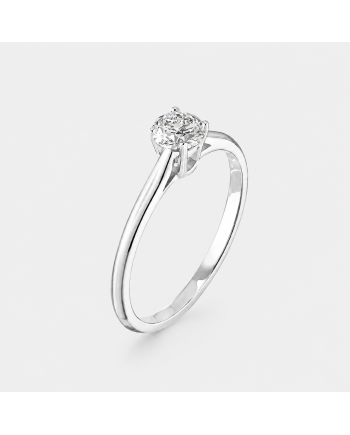 Bague Solitaire Diamant Rond  Pavée Or 18K | Orelyna