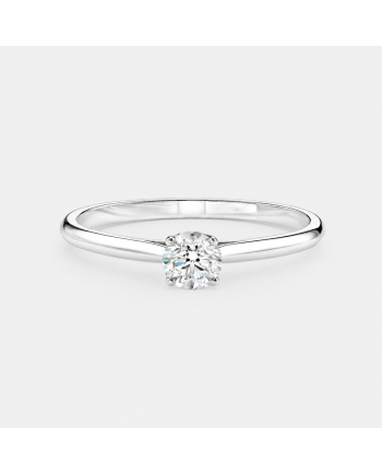 Bague Solitaire Diamant Rond  Pavée Or 18K | Orelyna
