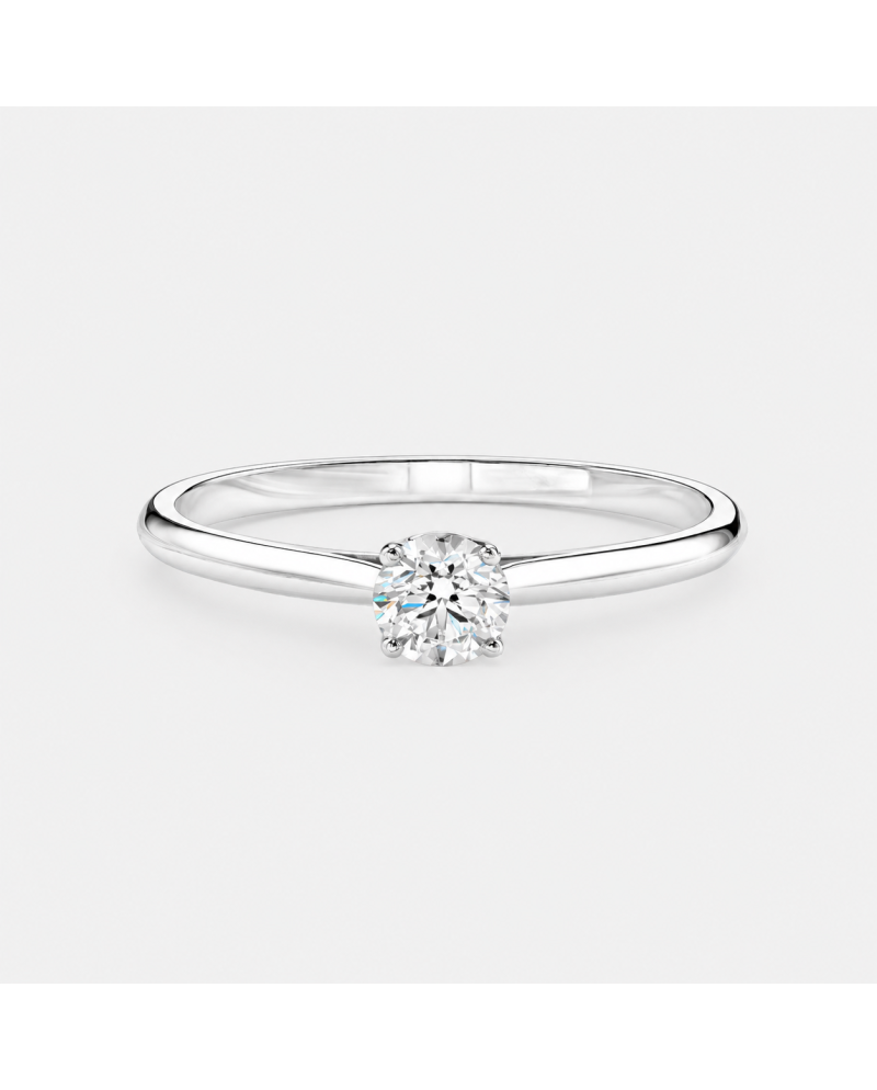 Bague Solitaire Diamant Rond  Pavée Or 18K | Orelyna