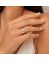 Bague Solitaire Diamant Rond  Pavée Or 18K | Orelyna