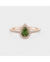 Bague Pierre Verte Poire &  Diamants Or 18K | Orelyna