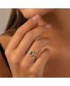 Bague Pierre Verte Poire &  Diamants Or 18K | Orelyna