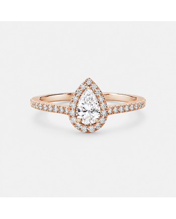Bague Diamant Poire Halo &  Pavée Or 18K | Orelyna