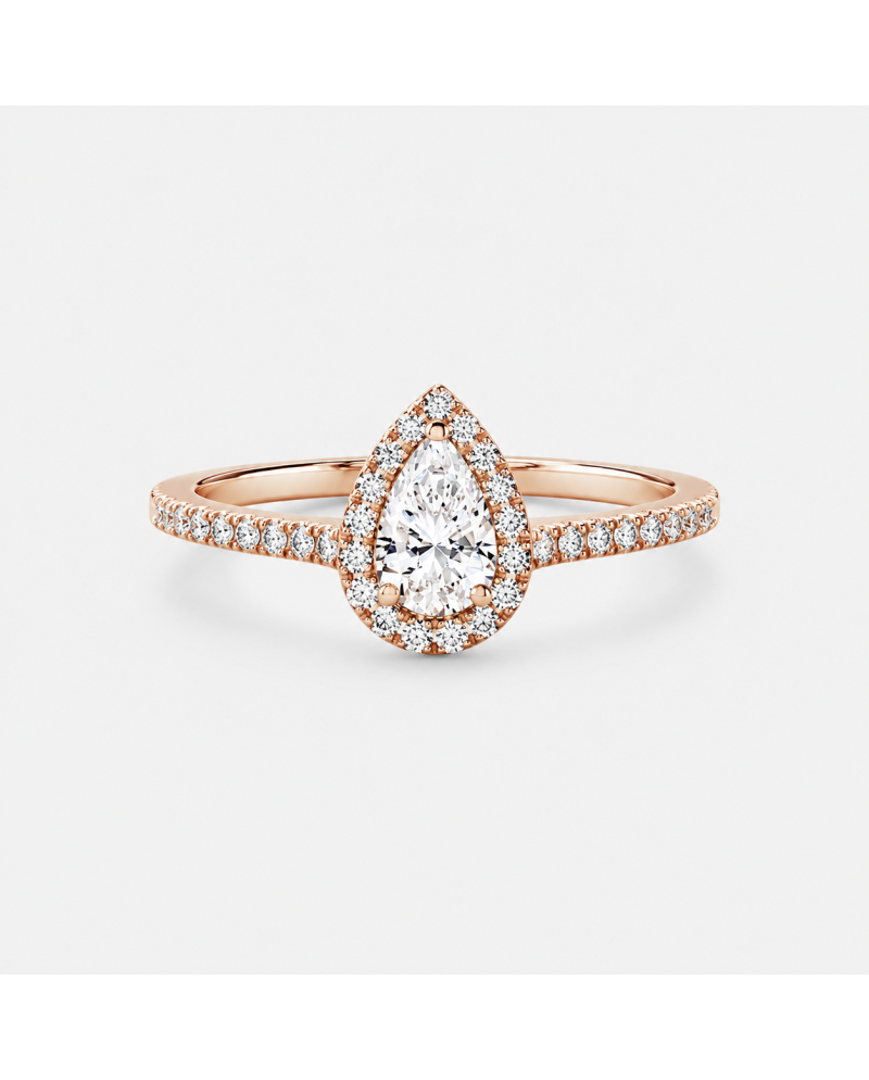 Bague Diamant Poire Halo &  Pavée Or 18K | Orelyna