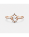 Bague Diamant Poire Halo &  Pavée Or 18K | Orelyna